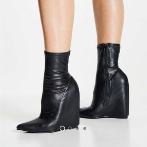 ASOS High Heeled Wedge Black Leather Ankle Boots